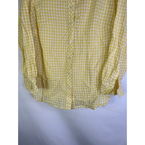 Talbots Yellow Gingham Plaid Button Front Shirt - Picture 2 of 7